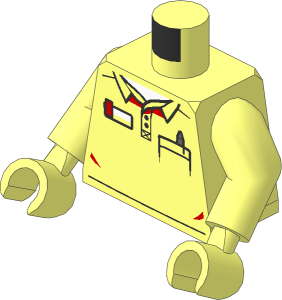 Minifig Torso with Arms and Hands with Polo Shirt with Pocket and Pen with LEGO Logo on Back Pattern
