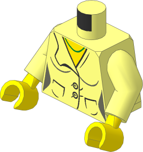 Minifig Torso with Arms and Hands with Female Jacket with 2 Pockets, Buttons, Gold Necklace Pattern
