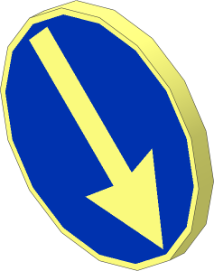 Roadsign Clip-on  2 x  2 Round with Arrow on Blue Pattern