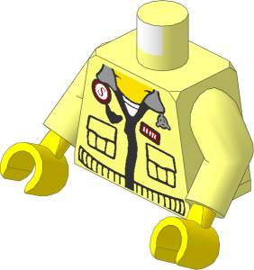 Minifig Torso with Arms and Hands with Aviator Jacket with Eagle and "SMH" on Back Pattern