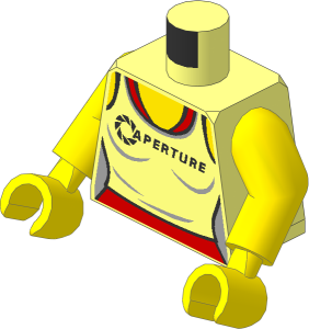Minifig Torso with Arms and Hands with Female Tank Top with "APERTURE" over Bright Light Blue Tank Top Pattern