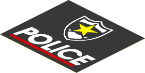 Sticker  3.5 x  3.9 with Police Red Line and Yellow Star Badge