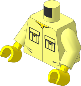 Minifig Torso with Arms and Hands with Yellow Neck and Patch Pockets Pattern