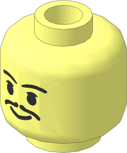 Minifig Head with SW Moustache, Eyebrows and Small Eyelashes Pattern