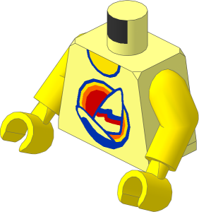 Minifig Torso with Arms and Hands with Windsurfboard Pattern
