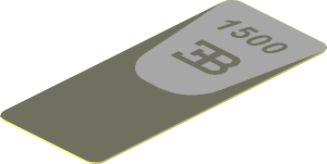 Sticker  1.9 x  0.8 with "1500" and Bugatti Logo (Flat)