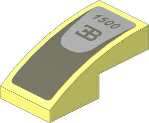 Slope Brick Curved  2 x  1 with "1500" and Bugatti Logo Sticker