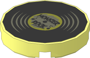 Tile  2 x  2 Round with Vinyl Record "MONSTER ROCK" Sticker