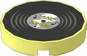 Tile  2 x  2 Round with Vinyl Record "MUSIC for ZOMBIES" Sticker
