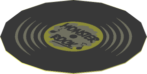 Sticker  1.9 x  1.9 Round with Vinyl Record "MONSTER ROCK"