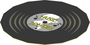 Sticker  1.9 x  1.9 Round with Vinyl Record "MUSIC for ZOMBIES"