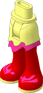 Figure Friends Hips and Legs with Asymmetric Layered Skirt Short with Magenta Ruffle, Medium Nougat Legs and Magenta Flame Sandals Pattern