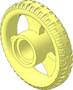 Wheel  4 x 21 with Three Spokes and Integral Rubber Tyre
