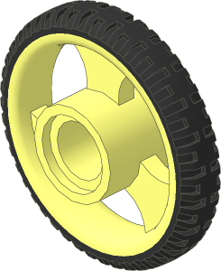 Wheel  4 x 21 with Three Spokes and Integral Rubber Black Tyre Pattern