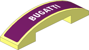 Slope Brick Curved  4 x  1 Double with White "Bugatti" on Dark Azure Background Sticker