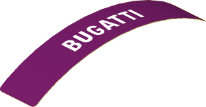 Sticker  0.8 x  3.9 with White "Bugatti" on Dark Azure Background (Formed)