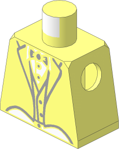 Minifig Torso with Tailcoat and Formal Vest, White Shirt and Grey Bow Tie Pattern