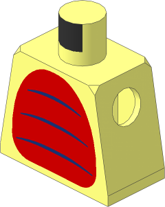 Minifig Torso with Three Dark Blue Curved Lines on Bright Light Blue Stomach Pattern