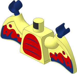 Minifig Torso with Pterodactyl Wing Arms with Bright Light Blue and Dark Blue Stipes and Splotches and Dark Blue Hands Pattern