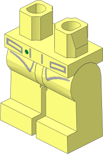 Minifig Hips and Legs with Jacket Tails Outline and Gold Button Pattern