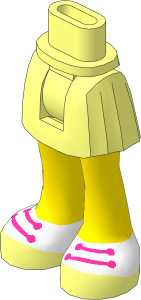 Figure Friends Hips and Legs with Pleated Skirt with Light Nougat Legs and Shoes with White Tops and Magenta Laces Pattern
