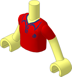 Figure Friends Boy Torso with Arms with Bright Light Blue Polo Shirt with Dark Blue Sailboat Pattern