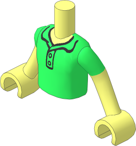 Figure Friends Boy Torso with Arms with Bright Green Polo Shirt Pattern
