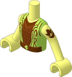 Figure Friends Boy Torso with Arms with Lime Vest over Bronze Diamond Shirt Pattern
