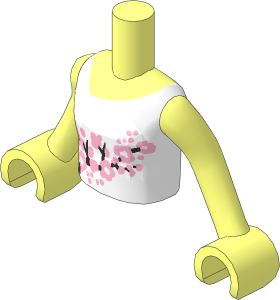 Figure Friends Girl Torso with Arms with White Vest Top with Light Pink and Black Flowers Pattern