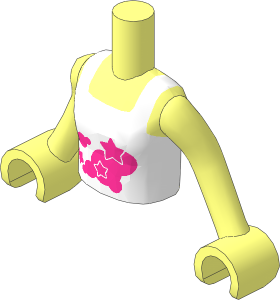 Figure Friends Girl Torso with Arms with White Halter Top, Pink Outlined Stars Pattern