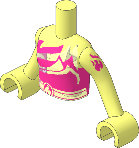 Figure Friends Girl Torso with Arms with Magenta and Bright Light Orange Strapless Top with Belt Pattern