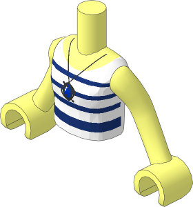 Figure Friends Girl Torso with Arms with White Top with Dark Blue Stripes and Necklace Pattern