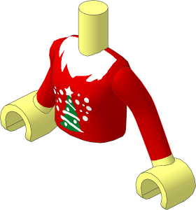 Figure Friends Girl Torso with Arms with Red Top with Christmas Pattern