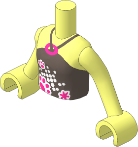 Figure Friends Girl Torso with Arms with Light Aqua Halter Neck Top with Paw Prints Pattern