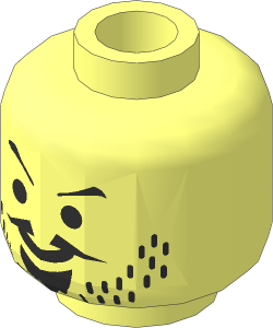 Minifig Head with Moustache Pointed, Goatee and Stubble Pattern
