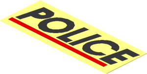 Sticker  1.1 x  2.9 with Black "POLICE" and Red Line