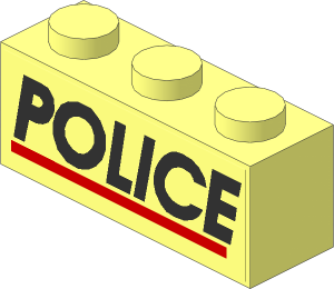 Brick  1 x  3 with Black "POLICE" and Red Line Sticker