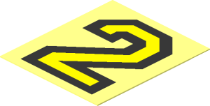 Sticker  1.5 x  1.3 with Black Outlined Yellow "2"