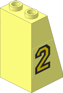 Slope Brick 75  2 x  2 x  3 with Hollow Studs with Black Outlined Yellow "2" Right Sticker