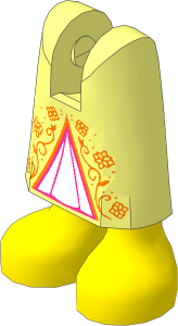 Figure Friends Legs with Skirt with Ankles with Light Nougat Legs, Metallic Pink Filigree and Lavender Triangle Pattern