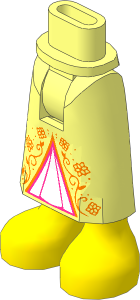 Figure Friends Hips and Legs with Skirt with Ankles with Light Nougat Legs, Metallic Pink Filigree and Lavender Triangle Pattern