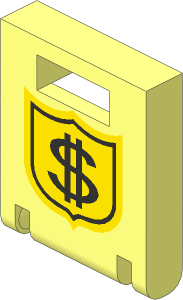 Container Box  2 x  2 x  2 Door with Black Dollar Sign on Yellow Badge Pattern