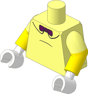 Minifig Torso with Dual Mould Arms and Hands with Black Collar and Dark Azure Bow Tie Pattern