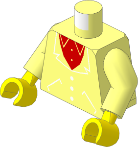 Minifig Torso with Arms and Hands with Red Shirt and Suit Pattern