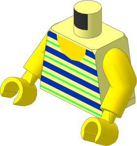 Minifig Torso with Arms and Hands with Blue and Mint Green Stripes Pattern