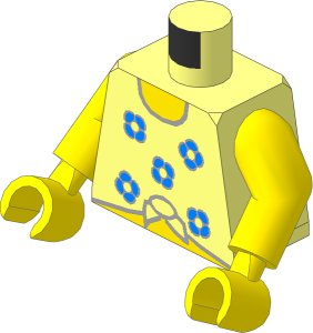 Minifig Torso with Arms and Hands with Blue Flowers on Tied Shirt Pattern