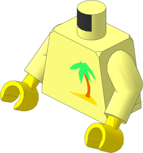 Minifig Torso with Arms and Hands with Palm Tree Pattern