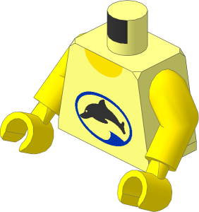Minifig Torso with Arms and Hands with Jumping Dolphin in Blue Oval Pattern