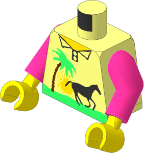 Minifig Torso with Arms and Hands with Palm Tree and Horse Pattern