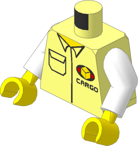 Minifig Torso with Arms and Hands with Shirt with Cargo Logo Pattern